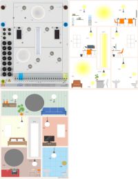 KNX-Raumsimulation mit verschiedenen Auflagemasken, LED
