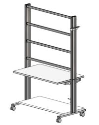 Mobiler Experimentierstand, 3-etagig, 6 Steckdosen, 1250x1970x700mm (BHT)