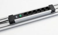 Steckdosenleiste, 6-fach, mit Netzschalter mit Halter zur Aluprofilmontage